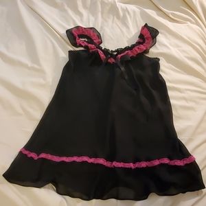 Pink/black sheer chemises sleepwear